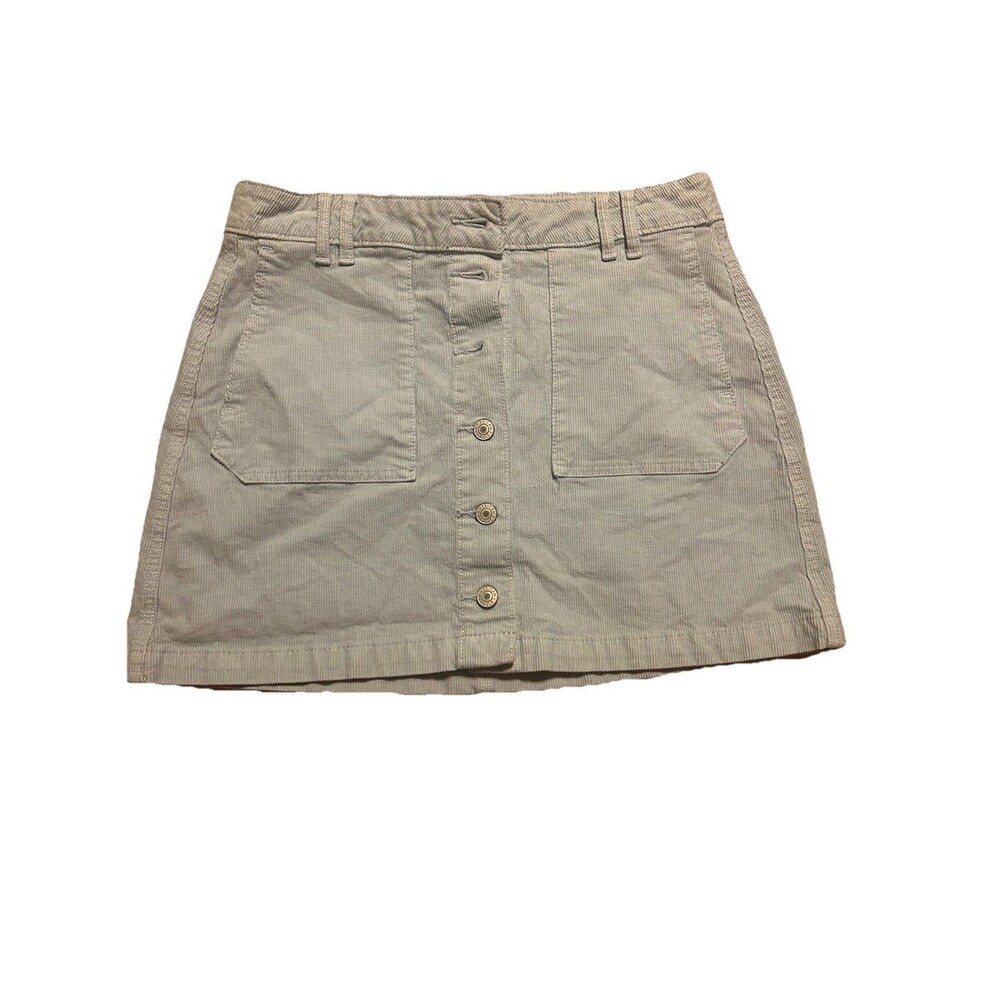 American Eagle Blue Corduroy Button-Front Mini Skirt Size 8 Super Stretch